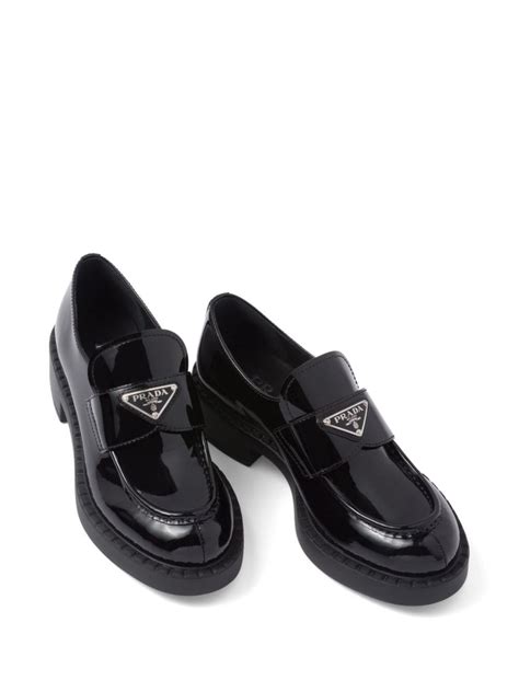 chocolate patent leather loafers prada|prada penny loafers women.